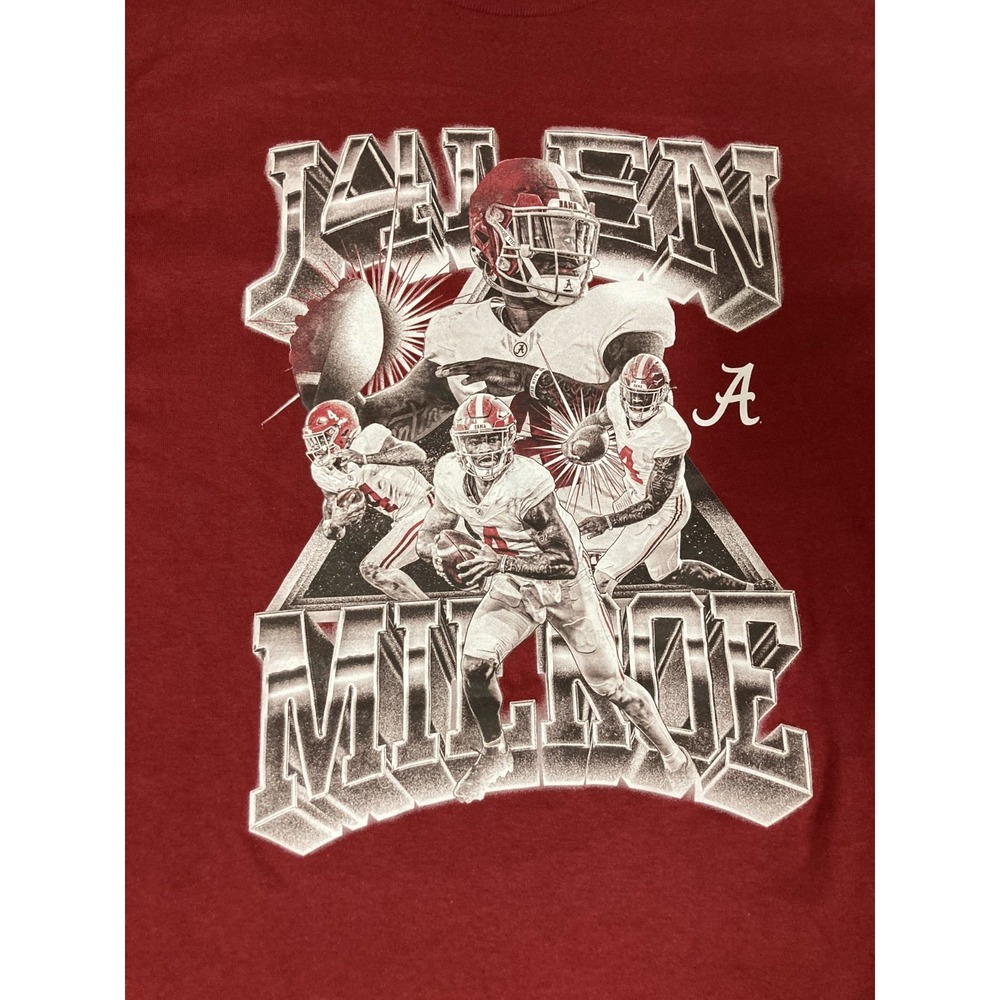 Alabama Crimson‎ Tide Jalen Milroe Athlete's Thread Short Sleeve T-Shirt - Small - Picture 2 of 10